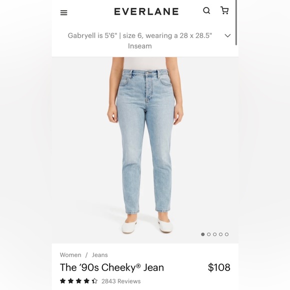 Everlane 90’s Cheeky Jean (28 Crop, Vintage Sunbleached Blue wash) - Picture 4 of 4